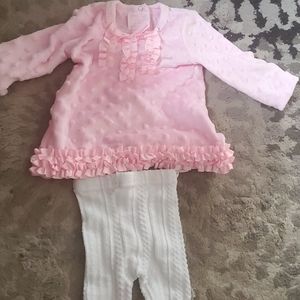 Pink and white baby girl 2 piece set (0-6 months)